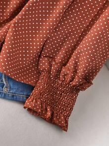 CosyJoli 大码女式圆点圆领长袖大码驼色毛衣 - 玫瑰紅 - 查看 3