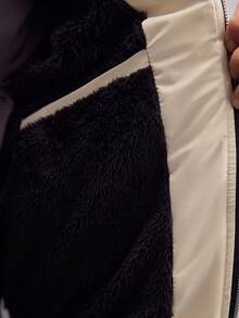 Open Phase Abrigo acolchado con patrón de diamantes y cuello de béisbol para hombres, ideal para otoño e invierno, para combinar a diario, regalo para novio/esposo - Blanco - Ver 10