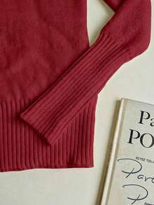 Franclia Fashionable All-Match High Neck Thick Seamless Fitted Long Sleeve Knit Sweater, Versatile For Autumn/Winter