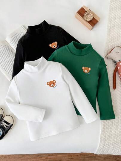 Blossori 3 piezas Camiseta interior elegante francesa para niños pequeños