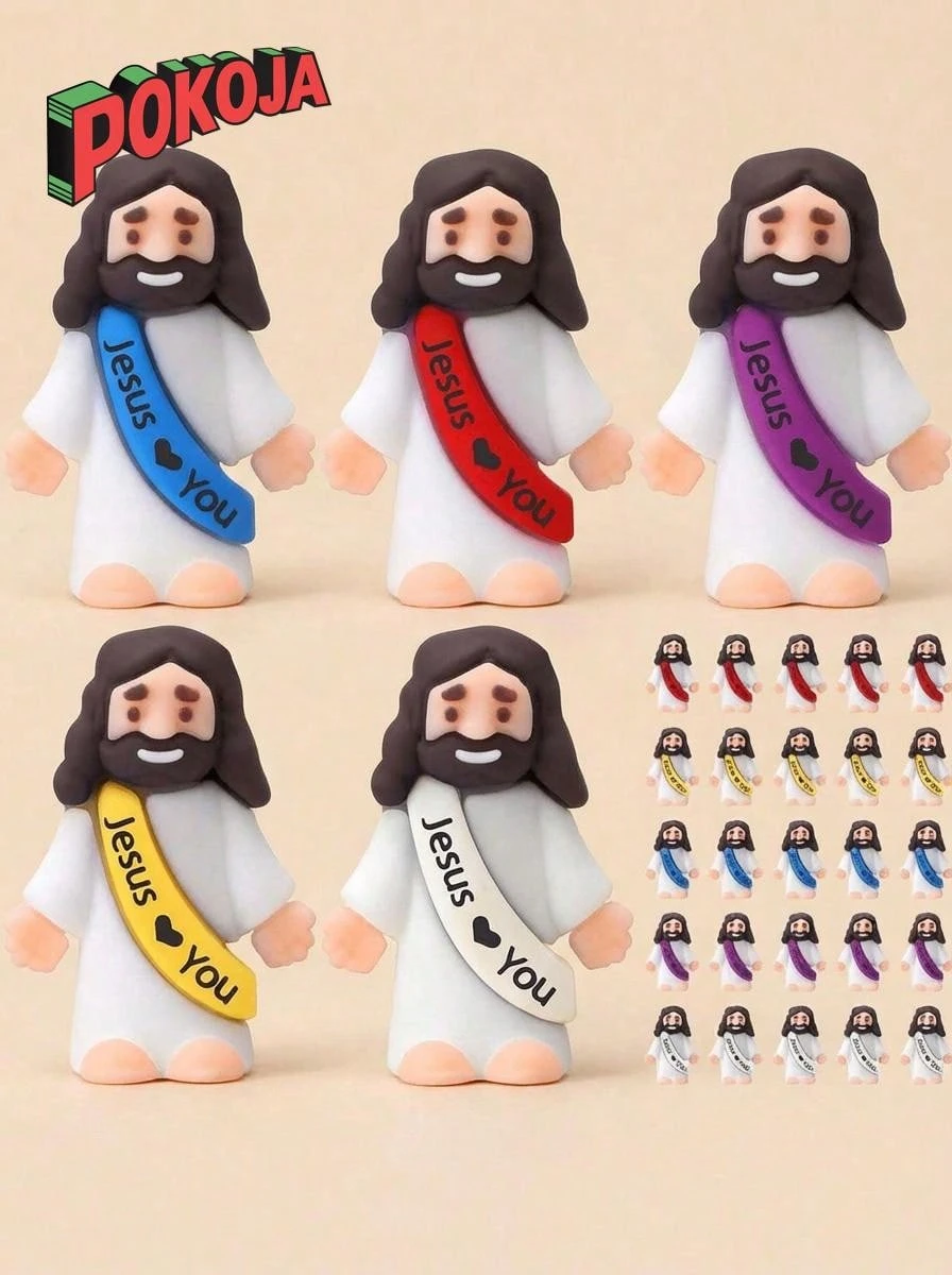 10/20个迷你耶稣玩偶，耶稣爱你，耶稣模型，小耶稣玩偶，捉迷藏游戏，周日派对礼物（颜色随机），迷你耶稣，基督教模型，小型模型，基督教模型，派对礼物，耶稣，模型，耶稣礼物，耶稣玩偶，迷你耶稣，耶稣，迷你耶稣，基督教用品，耶稣，基督教用品，迷你耶稣 - 彩色 - 查看 1