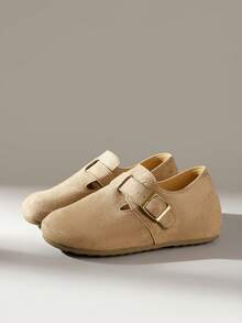 Solecia 女士休闲百搭通勤搭扣平底鞋 - 卡其色 - 查看 2