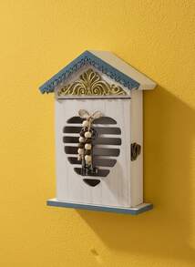 Joivida 1pc Mediterranean-Style House Key Box, Key Box Storage Box, Creative Home Decoration, Wall-Mounted Wall, Table Decoration, Wooden Handicrafts, Key Storage, Living Room Decoration Valentine's Day Gift