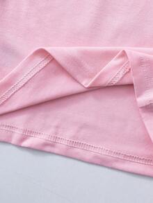 2pcs/Set Toddler Girls' Casual Loose Bow Heart Graphic Round Neck Short Sleeve T-Shirt And Black Leggings Set, Spring/Summer Girls Leggings Outfit Kids Graphic Tee Girls Cute Set Bows On Clothes Bow Outfit Girls - Pink - View 3