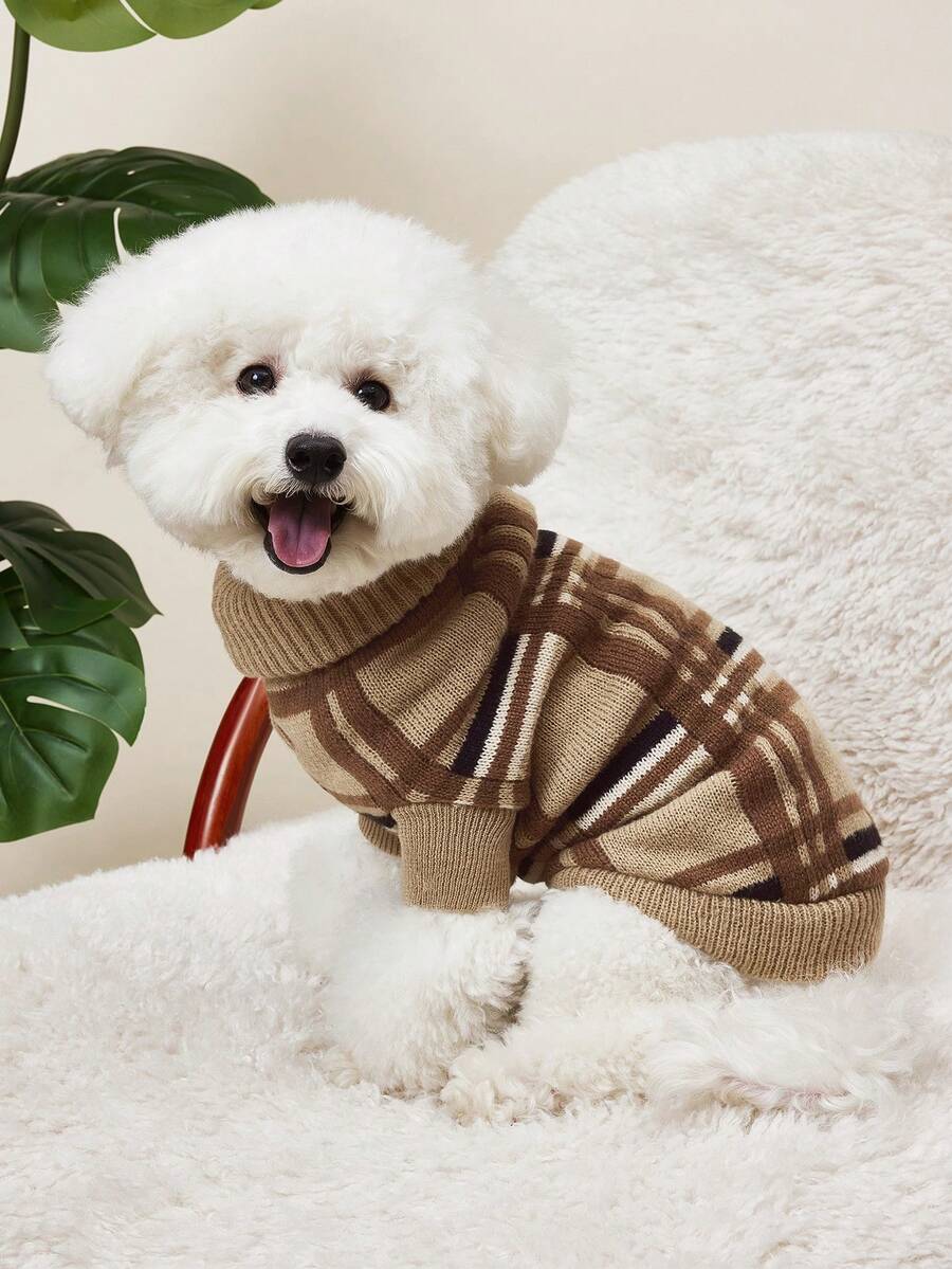PETSIN 1 Checkered Printed Pet Sweater, Warm Pet Clothing For Cats And Dogs In Winter - Multicolor - View 1