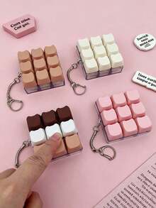 猫形钥匙扣减压坐立不安玩具，机械键盘开关测试器，钥匙圈，桌面装饰，手机吊坠，创意新奇抗焦虑流行坐立不安玩具 - 彩色 - 查看 3