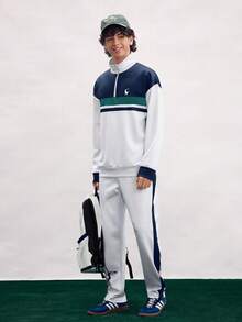 Open Phase 男士条纹印花拉链连帽衫和长裤套装，秋季服装 - 彩色 - 查看 1