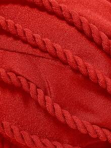 Swim Vcay 2件套纯色绳饰抹胸比基尼上衣和高衩泳裤性感泳装套装，春夏款 - 紅色 - 查看 7