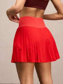 Activina Women's Solid Color Minimalist High Waist Sports Skirt & Skort - Red - View 6