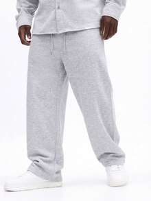 SUMWON 纽扣衬衫和裤子套装，采用混色针织面料，宽松休闲居家服两件套，纯色 - 灰色 - 查看 4