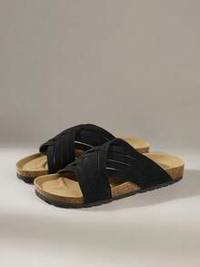 Solecia 女士休闲百搭平底拖鞋，夏季 - 黑色 - 查看 1