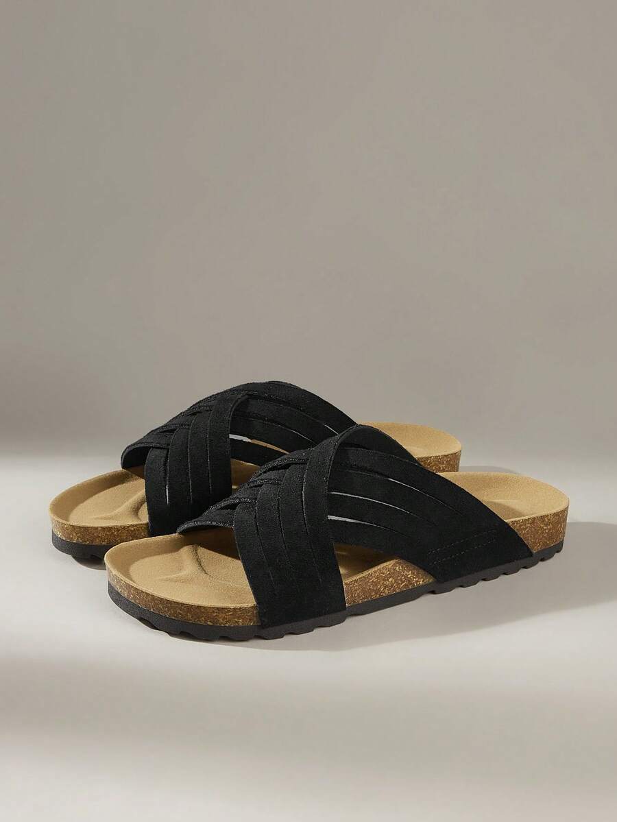 Solecia 女士休闲百搭平底拖鞋，夏季 - 黑色 - 查看 1