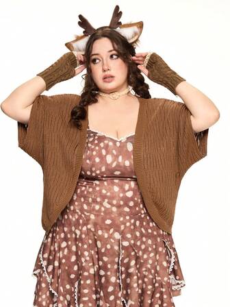 Fairycore Cárdigan de punto holgado de hombros caídos de estilo bohemio para mujer de talla grande