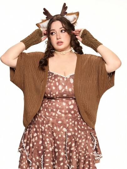 Fairycore Damen Große Größen Boho Lässige Lose Drop-Shoulder Gestrickte Strickjacke