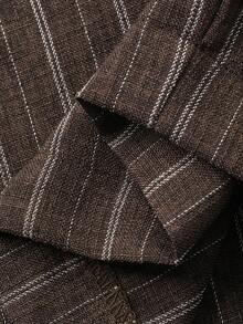 DAZY 撞色条纹宽松阔腿裤，抽绳腰带，优雅女士正装，春秋季 - 咖啡棕 - 查看 7