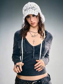 ROMWE Goth Women Baseball Cap - Beige - View 5