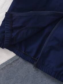 SHEIN Girls Casual Minimalist Zip-Up Raglan Hoodie, Autumn/Winter - Blue - View 5