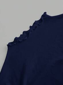 SHEIN EZwear 两件装女士纯色立领修身百搭长袖T恤，适合秋冬季通勤穿着 - 彩色 - 查看 3