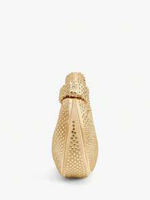 SHEIN BAE 1 chiếc Túi cầm tay hình trăng lưỡi liềm lấp lánh dành cho nữ, Túi đính đá Abacus sang trọng cho bữa tiệc, Túi dạ hội pha lê sang trọng Relaxed Feel, Túi xách tay, Túi lấp lánh/Túi lấp lánh, Túi dự tiệc nhỏ, Quà tặng ngày lễ tình nhân thú vị - Vàng - Xem 5