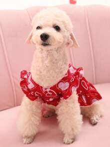 PETSIN 1 chiếc váy họa tiết trái tim ngày lễ tình nhân dễ thương cho mèo và chó, cỡ lớn - Nhiều màu - Xem 3