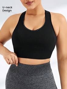 Rhythm Era Plus Size Women Solid Color Seamless 2 Pieces Sports Bra Set For Daily Fitness Plus Size Active Top Plus Size Sports Bra Seamless Sports Bra - Multicolor - View 3