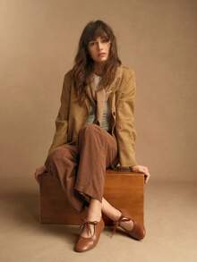 Rosivie Giày bệt buộc dây đơn giản, tiện dụng, dễ đi lại dành cho nữ - màu nâu - Xem 6