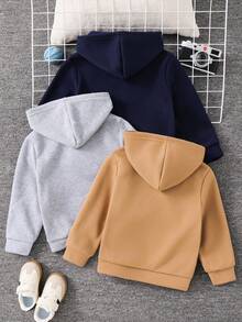 SHEIN 3件套男童休闲舒适保暖内衬卫衣，适合返校、生日、新生儿派对、节日聚会、秋冬季穿着。 - 藏蓝色 - 查看 2