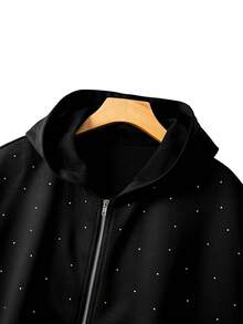 GlowEve CURVE Bộ đồ thể thao cỡ lớn dành cho nữ Regalyn gồm áo không tay có mũ đính đá và quần ống rộng cạp cao có dây rút, kiểu dáng suông, gồm 2 món, thích hợp cho mùa thu. - màu đen - Xem 8