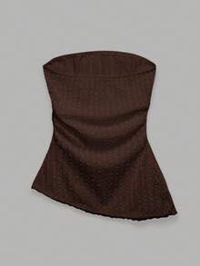 Comfortcana Ruched Hem Bandeau Fitted Fashionable Blouse For Ladies - Brown - View 2