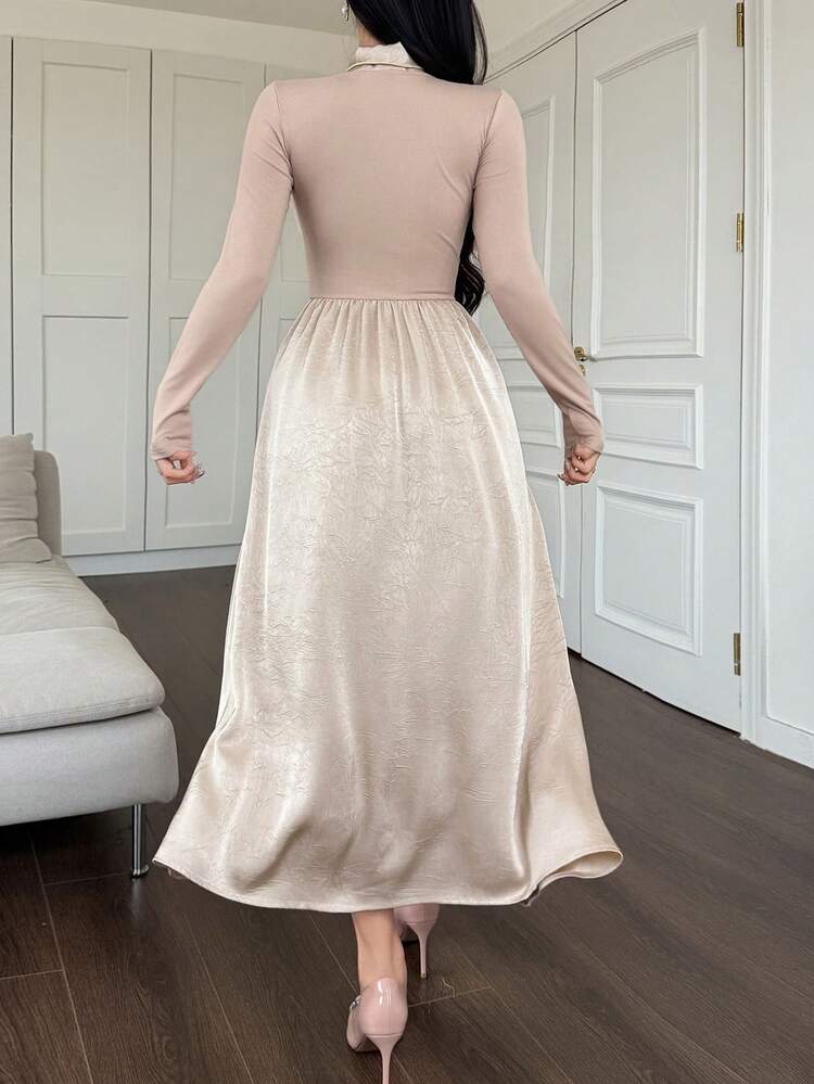 French Romantic Style Patchwork Ribbon Decor Waist Cinched Midi Dress For Women Summer Women Dresses Sundress