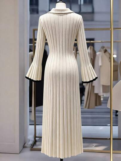 GlowEve CURVE Women's Casual Turtleneck Long Sleeve Loose Fit Plus Size Sweater Dress, Women's Winter Knit Dress, Outerwear, Wedding Guest Attire