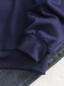 Women's Casual Leopard Print Fleece Thick Warm Sweatshirt, Star Leopard Print Street Fashion, Autumn/Winter - Blue - View 4