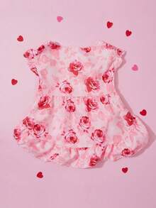 PETSIN Valentine's Day Pink Rose Romantic Pet Puff Sleeve Princess Dress Wearable For Cats And Dogs 1 Piece - Multicolor - View 2