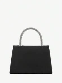 SHEIN BAE Shiny Evening Clutch, Elegant Fashion Envelope Bag, Rhinestone Embellished Handbag, Ladies Wedding Party Wristlet - Black - View 3