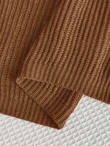 Comfortcana Cardigan scurt, lejer, cu decolteu în V, pentru femei, mărime plus, culoare uni, versatil pentru purtare zilnică, toamnă/iarnă - Maro - Vizualizare 6