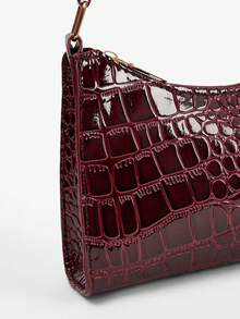 SHEIN BAE Women Solid Color Minimalist Shoulder Bag, Casual For Daily Use, Fashionable Burgundy Bag