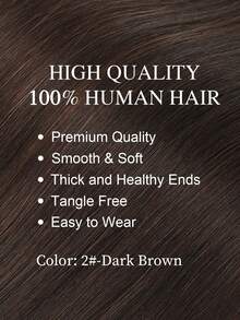 V型夹式接发，100%真人发，1片装，含4个夹子，深棕色直发，适合女性，易于用卷发棒和直发器造型，隐形设计，适合增加发量，轻盈舒适，可全天佩戴。 - S2 - 查看 4