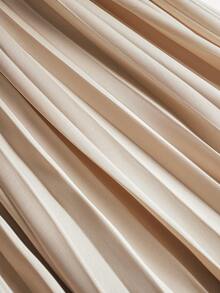 Modelyn Women's Elegant Satin Lapel Long Sleeve Top And Pleated Skirt 2-Piece Set - Apricot - View 10