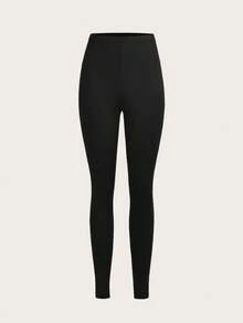 SHEIN EZwear 3件套休闲纯色紧身针织女士长款打底裤/瑜伽裤，适合春夏穿着 - 彩色 - 查看 8