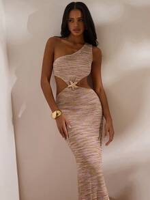 Opulessa 女士度假无袖连衣裙，腰部镂空设计，饰有金属海星，性感时尚 - 彩色 - 查看 1