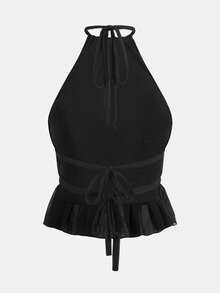 Comfortcana Two-Piece Set Women's Casual Solid Color Backless Halter Top, Summer,Rave Top - Multicolor - View 5