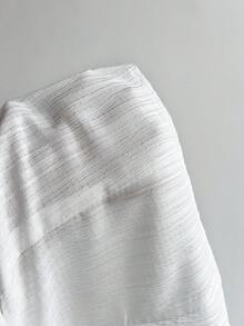 Elamini 女士白色V领收腰纹理短袖衬衫，春夏款 - 白色 - 查看 6