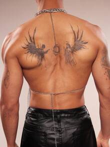 男士休闲性感金属链条无袖吊带背心，春夏款 - 銀色 - 查看 2