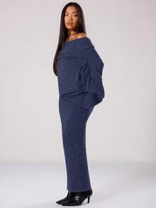 MUSERA Đầm len maxi trễ vai mùa xuân phong cách Y2K thập niên 90, thường ngày, dễ thương, thích hợp cho kỳ nghỉ hè, lễ hội, mùa thu, mùa đông, mặc hàng ngày, dự tiệc tối, thanh lịch, đón năm mới, Lễ Tạ ơn, mùa xuân. - Màu xanh hải quân - Xem 5