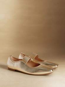 Rosivie 女士时尚休闲通勤金属色平底鞋