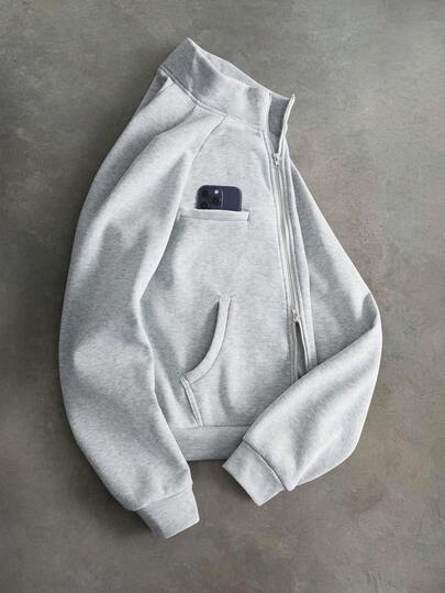 PAVTROS 男士休闲开襟拉链卫衣，百搭款式，适合街头穿搭、户外音乐节、日常穿着、朋友聚会，也是送给男友/老公、周年纪念日的理想礼物，浅灰色卫衣