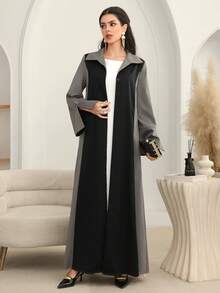 Al Najma 秋冬季翻领撞色喇叭袖宽松开衫 - 彩色 - 查看 4