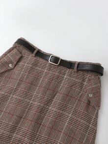 GlowEve CURVE Plus Size Women Fashionable Commuter Skirt, Autumn/Winter - Brown - View 4