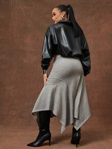 Vixey 浅灰色手帕下摆中长款卫衣裙 - 淺灰色 - 查看 4