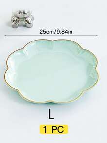 SHEIN 1pc Flower Shaped Gold Rimmed Tray, Multi-Purpose - Mint Green - View 14